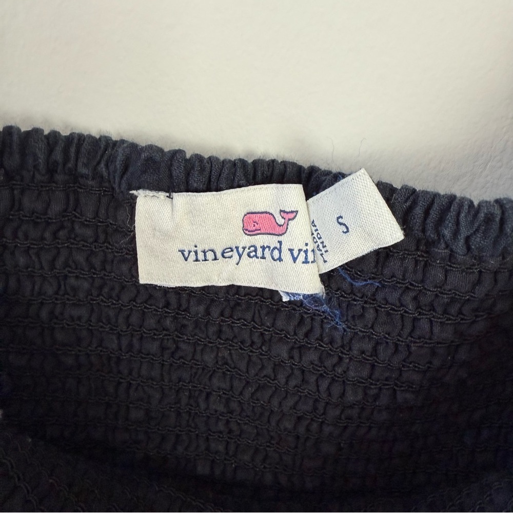 Vineyard Vines Seersucker Scalloped Midi Sun Dress Navy Blue - Picture 4 of 6